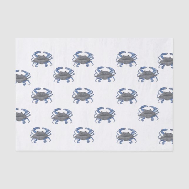 Papel Tecido Repetitivo De Caranguejo Azul (Frente )