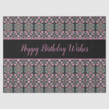 Papel Tecido rico Com Felizes Desejos De Aniversár