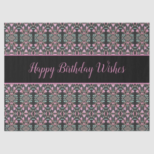 Papel Tecido rico Com Felizes Desejos De Aniversár (Frente )