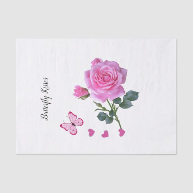 Papel Tecido Rosa Rosa Rosa Borboleta Beija Coraçõ (Frente )