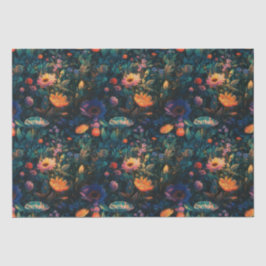 Papel Tecido Secundário De Algodão Floral Escuro