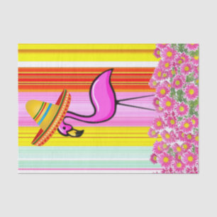 Papel Tecido Stripe Flamingo Floral
