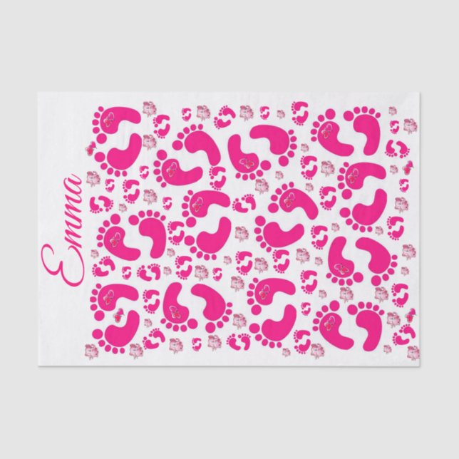 Papel Tecido Stripe Pés Bebês Elefantes (Frente )