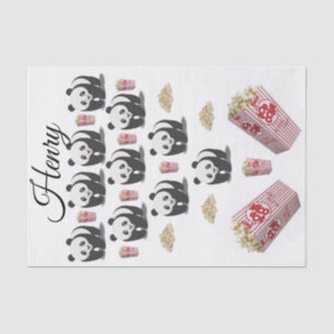 Papel Tecido Strips Panda Bear Popcorn