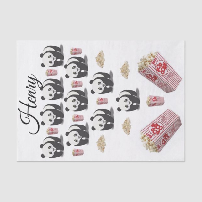 Papel Tecido Strips Panda Bear Popcorn (Frente )