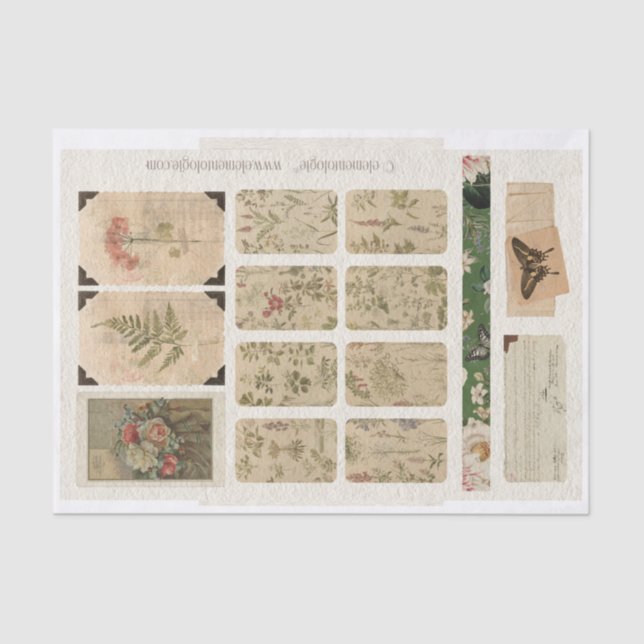 Papel Tecido Vintage Ephemera No.2 (Frente )