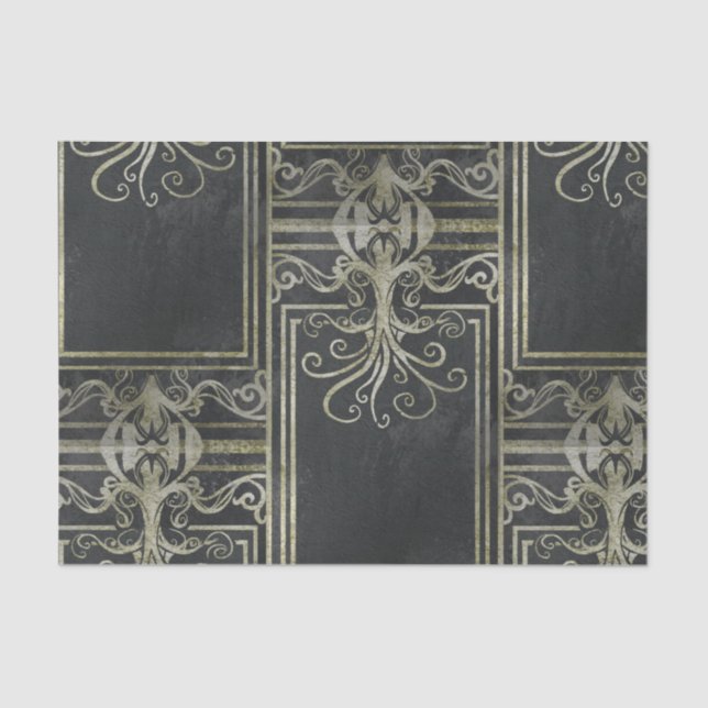 Papel tecidos Eldrich (preto e Dourado) (Frente )