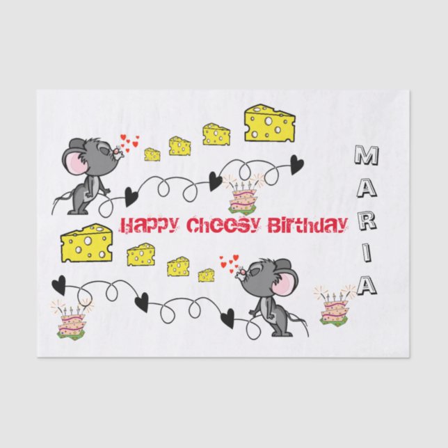 Papel Tecidual Cheesey Mousey Kisses Parabéns (Frente )