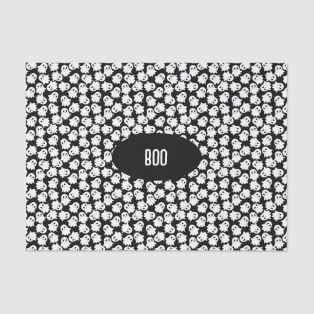 Papel Tecidual com fantasmas kawaii fofos. (Frente )