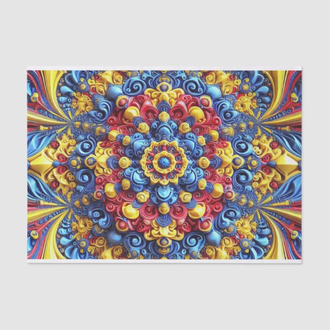 Papel tecidular com cores romenas desenho abstrato (Frente )