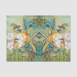 papel tecidular de aves e abelhas