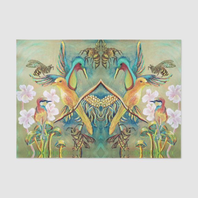 papel tecidular de aves e abelhas (Frente )