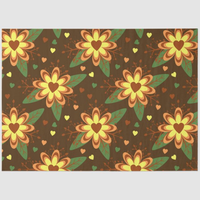 papel tecidular de corações de flores (Frente )