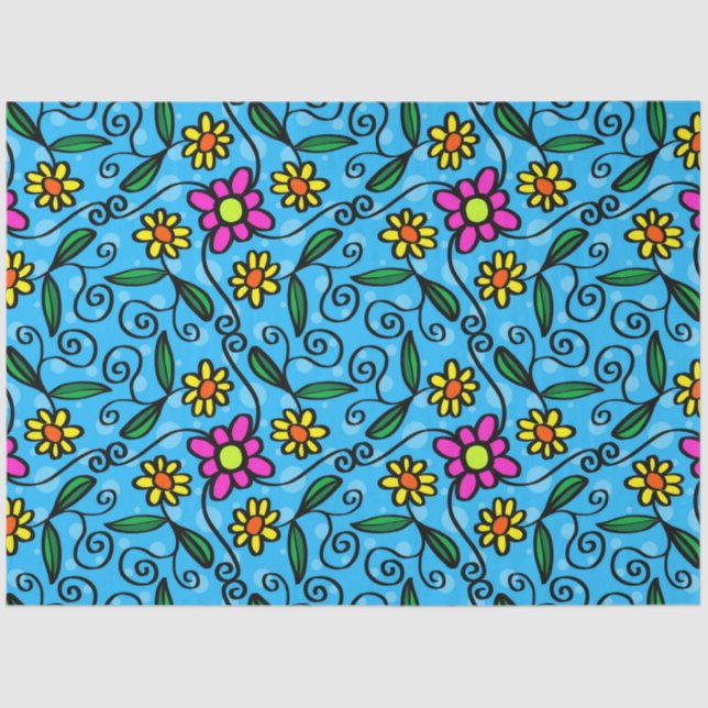 papel tecidular flores de rabisco (Frente )