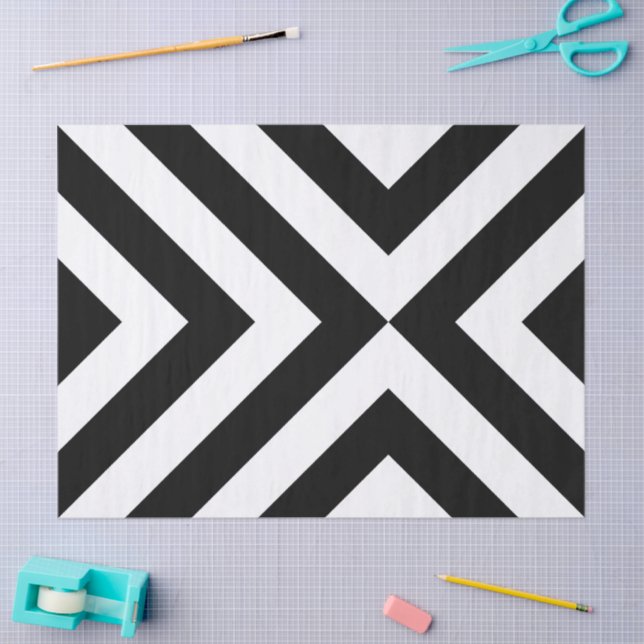 Papel tecidular sobre Chevrons Pretos e Brancos (Arte )