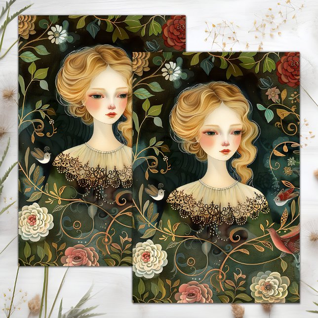PAPEL TECNOLÓGICO DA GARDEN GIRL DECOUPAGE (VICTORIAN GARDEN GIRL DECOUPAGE TISSUE PAPER)