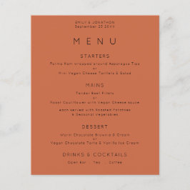 PAPEL | Texto simples Menu Casamento Terracotta
