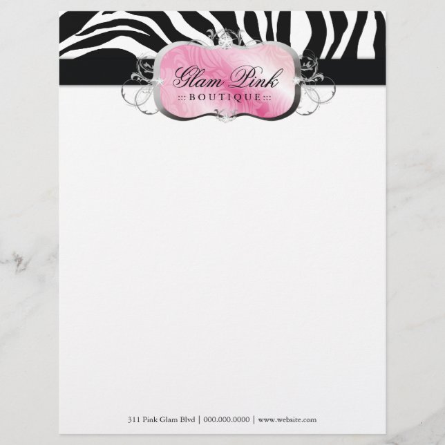 Papel Timbrado 311 cabeçalho cor-de-rosa pródigo da zebra da (Frente)
