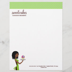 Papel Timbrado 311 cupcake Cutie azul, cabeçalho verde