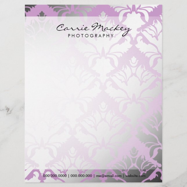 Papel Timbrado 311-Damask Lilac do Shimmer | (Frente)