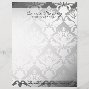 Papel Timbrado 311-Damask prata do Shimmer