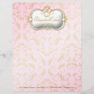 Papel Timbrado 311 fundo cor-de-rosa Bejeweled Bella dos bolos