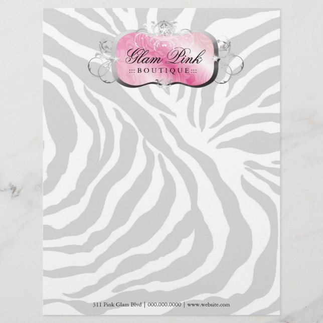 Papel Timbrado 311-Lavish cabeçalho cor-de-rosa da zebra da (Frente)