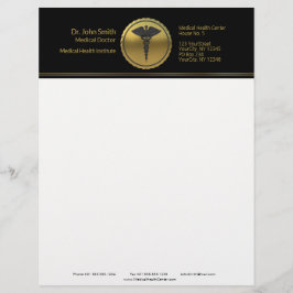 Papel Timbrado 3D Gold Medical Professional Caduceus Emblem