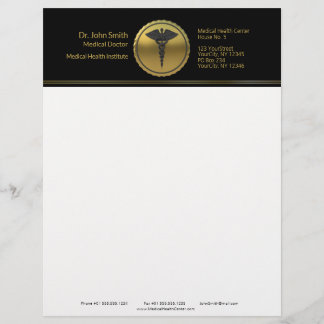 Papel Timbrado 3D Gold Medical Professional Caduceus Emblem