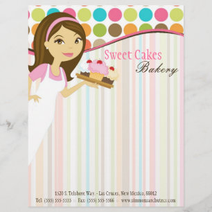 Papel Timbrado 8,5x11 Bakery Brunette Baker Cup Cakes Carta