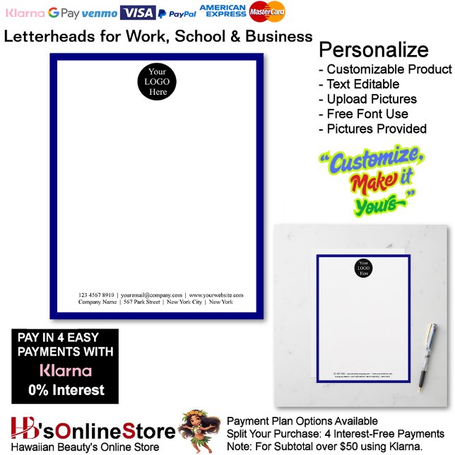 Papel Timbrado 9 Business Blue Logo Letterhead Business Brand  (9 Business Blue Logo Letterhead Business Brand Name.)