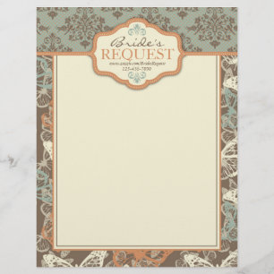 Papel Timbrado A borboleta beija a cabeça antiga 2 da letra