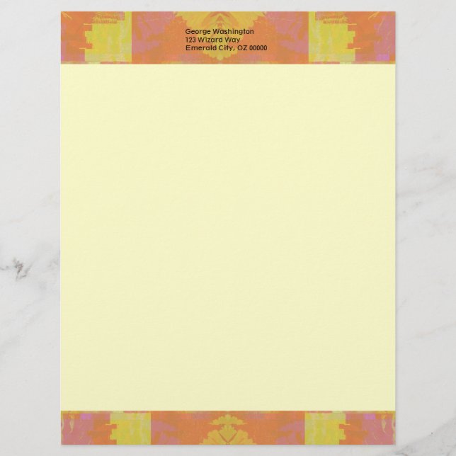 Papel Timbrado Abstrato em laranja e amarelo (Frente)