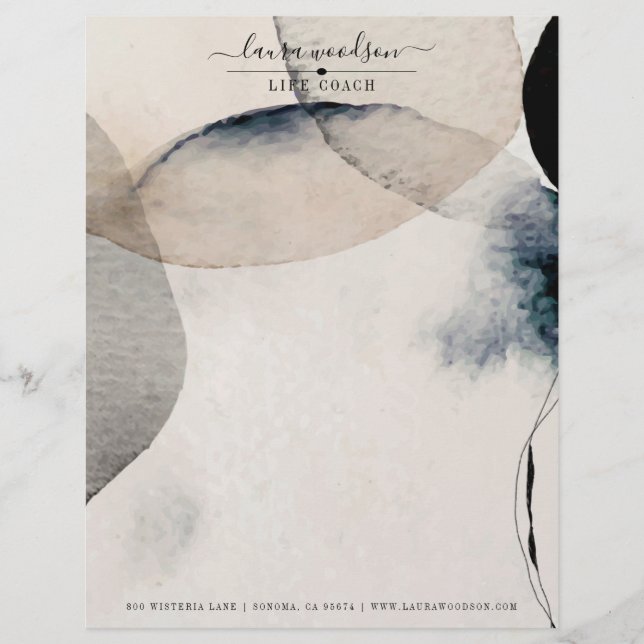 Papel Timbrado Abstrato Watercolor Life Coach Letthead (Frente)