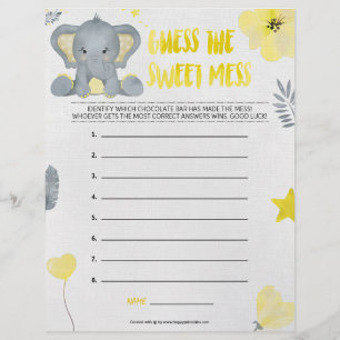 Papel Timbrado Adivinha A Doce Mess [Elefante Bebê [Amarelo]