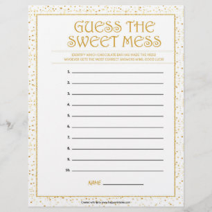 Papel Timbrado Adivinha A Doce Mess [Ouro Grelha]