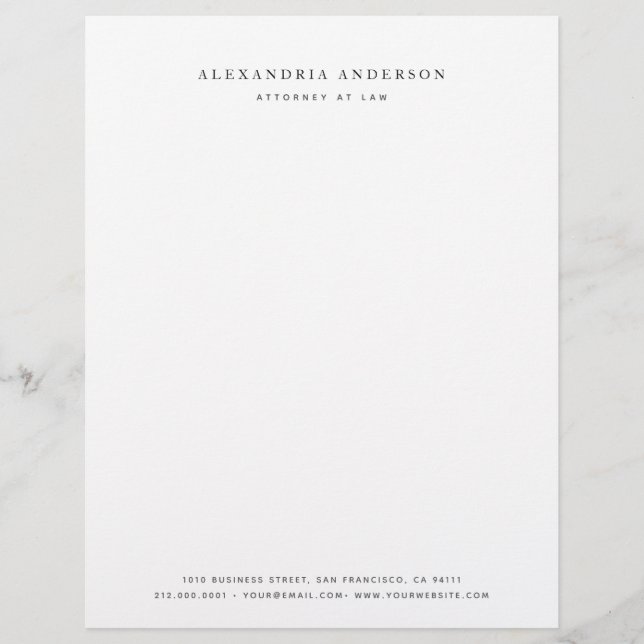 Papel Timbrado Advogado branco minimalista profissional (Frente)