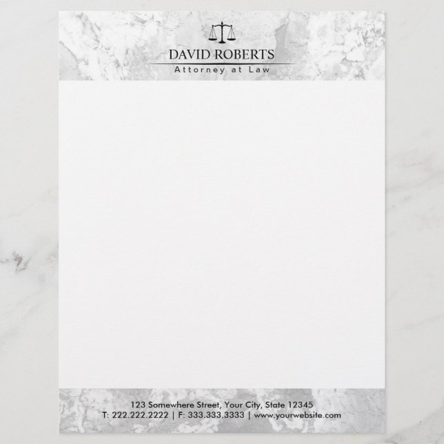 Papel Timbrado Advogado da Lei Elegante de Textura Marble (Frente)