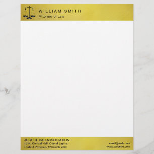 Papel Timbrado Advogado Dourado da Lei Metal Legal Scale
