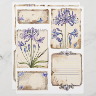 Papel Timbrado Agapanthus Fussy Cut Ephemera