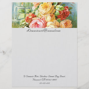Papel Timbrado Água de Colônia da água de Florida com rosas da
