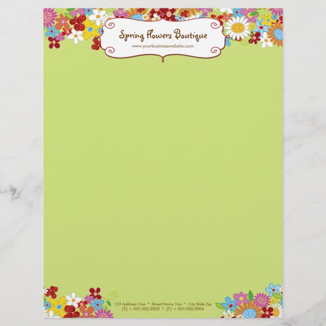 Papel Timbrado Alface Personalizada das Flores de primavera Whims (Frente)
