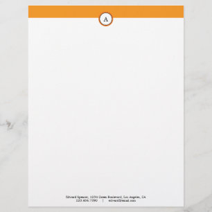 Papel Timbrado Alphabet Orange Letterhead Personalizável Monogra