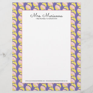 Papel Timbrado Amarelo Limão e Rosa Pingando Padrão de Verão