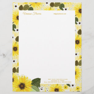 Papel Timbrado Amarelo Sunflower Country Floral   Wedding Bridal