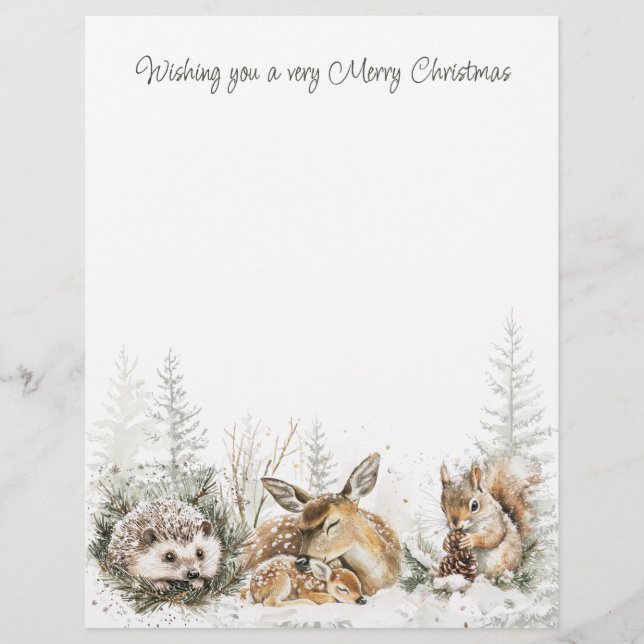 Papel Timbrado Animals Winter Forest Christmas  (Frente)
