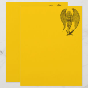 Papel Timbrado Anjo - design preto e amarelo