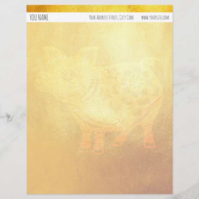 Papel Timbrado Ano novo chinês LetterH personalizado do porco (Frente)