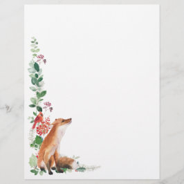 Papel Timbrado Ano Novo da Floresta de inverno Fox Natal