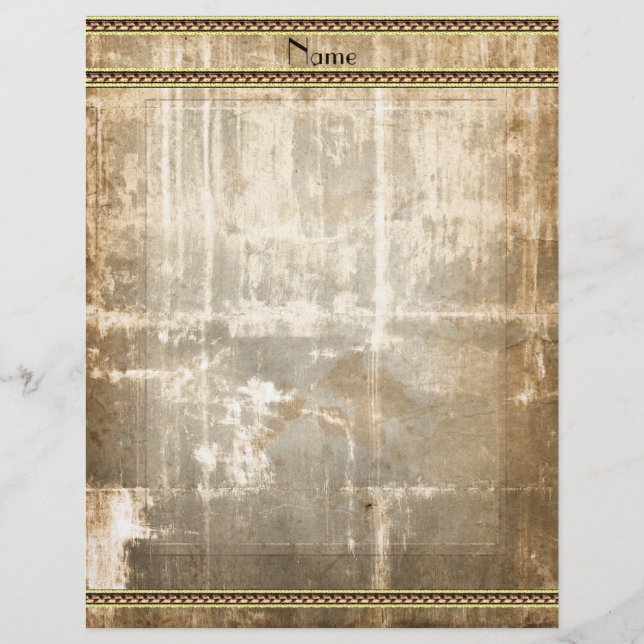 Papel Timbrado Antigo Rasgado Borda Dourada Marrom (Frente)